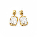 Gold Finish Pearl Drop Earrings
