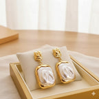 Gold Finish Pearl Drop Earrings