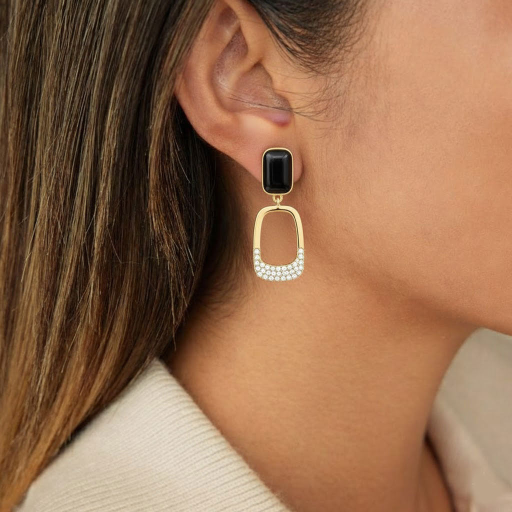 Black Gold Drop Earrings