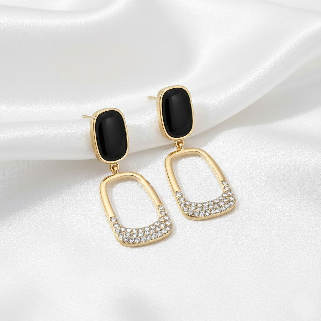 Black Gold Drop Earrings