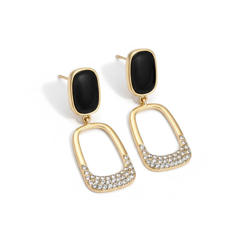 Black Gold Drop Earrings
