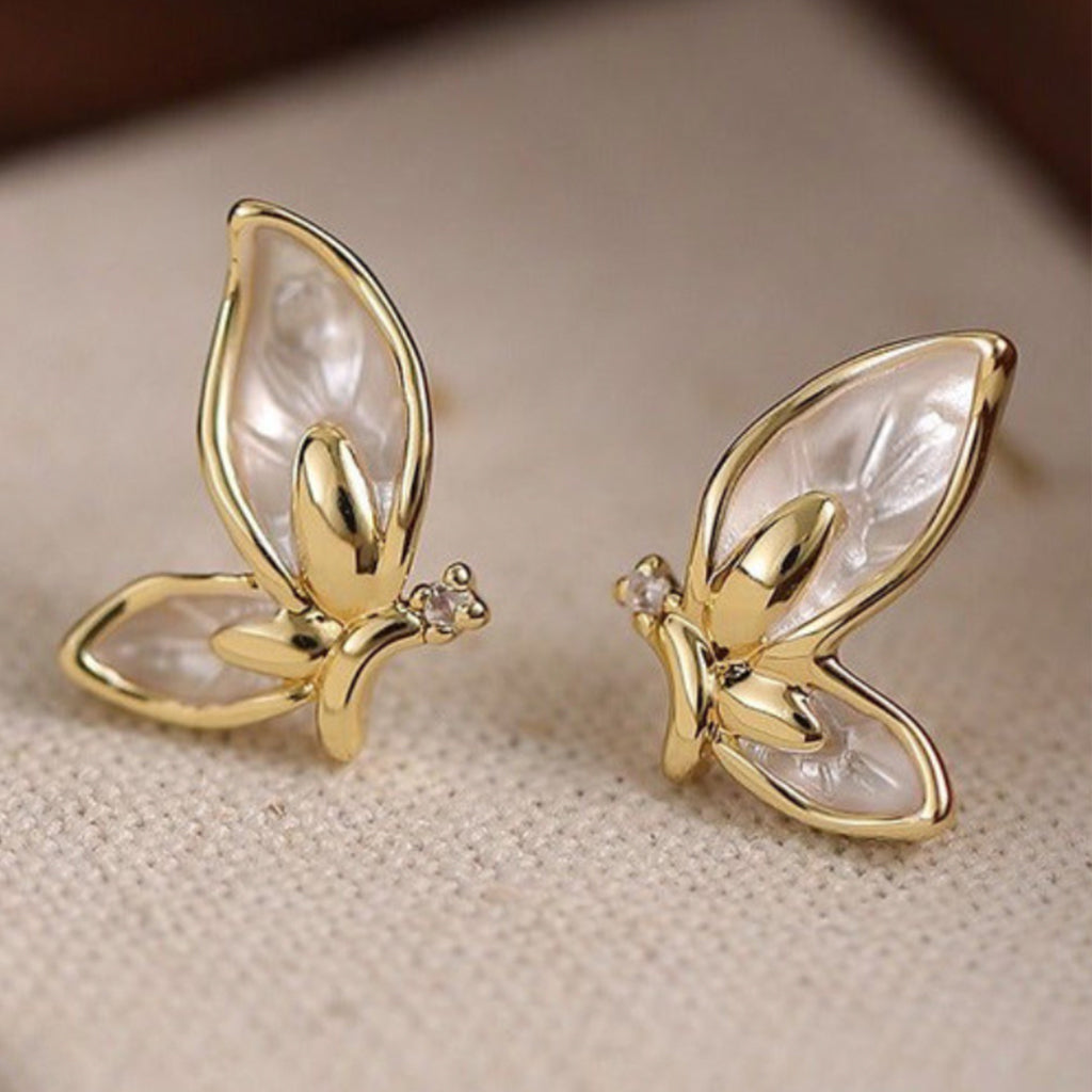 Gold Butterfly Stud Earrings