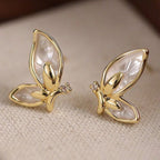Gold Butterfly Stud Earrings