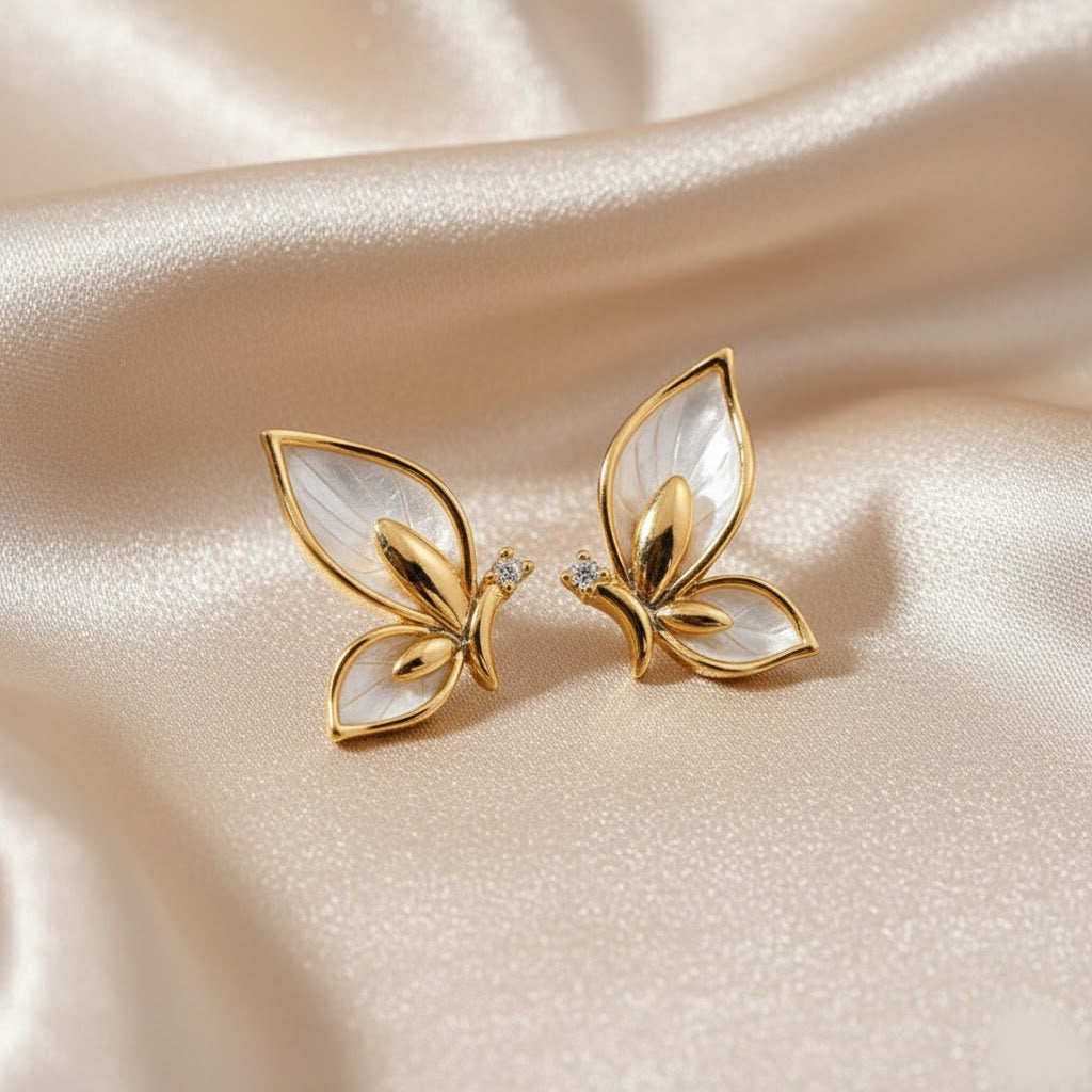 Gold Butterfly Stud Earrings