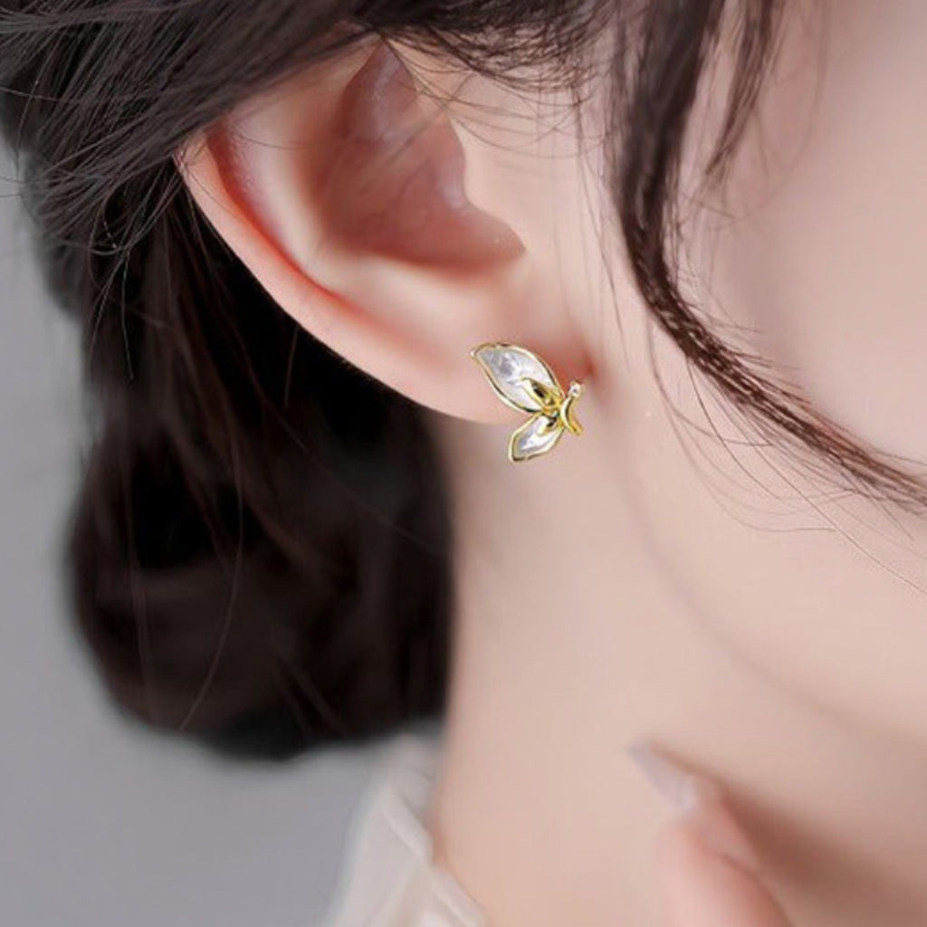 Gold Butterfly Stud Earrings
