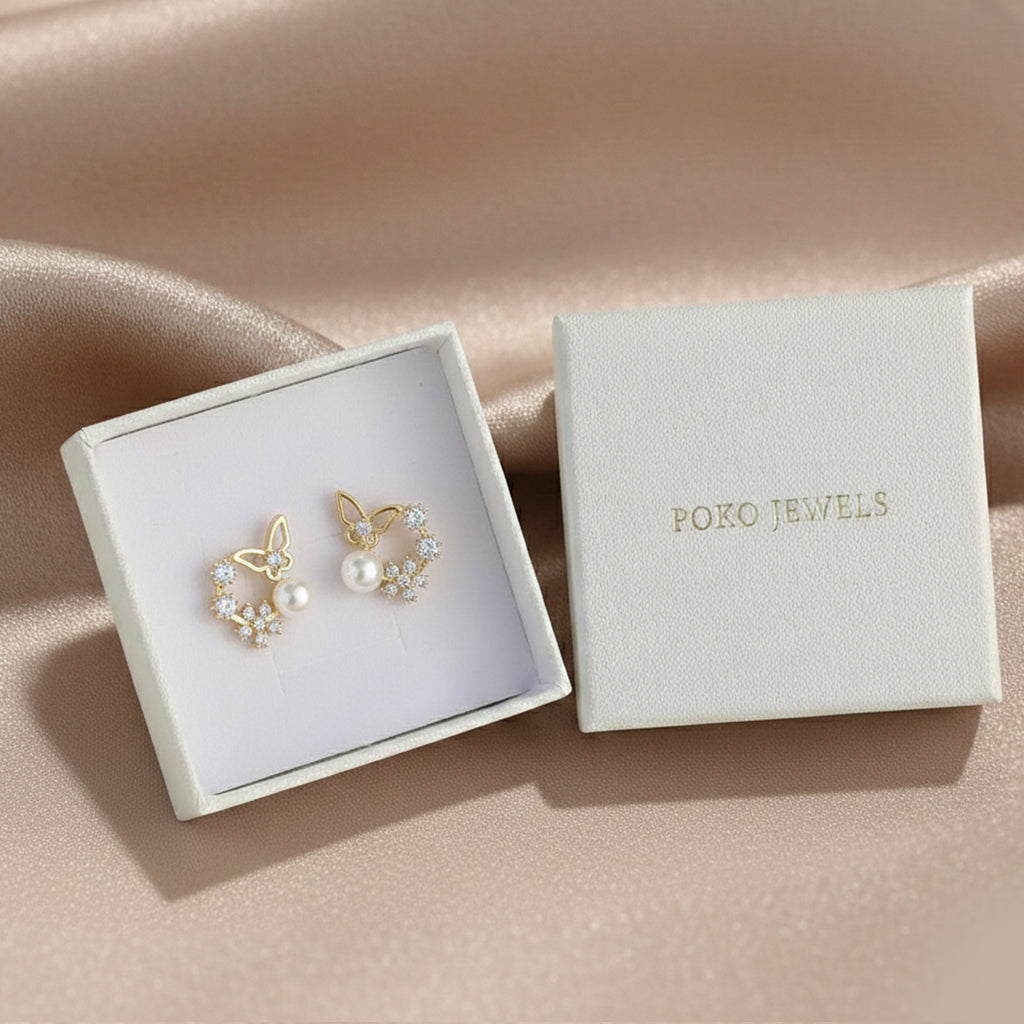 Floral Butterfly Stud Earrings