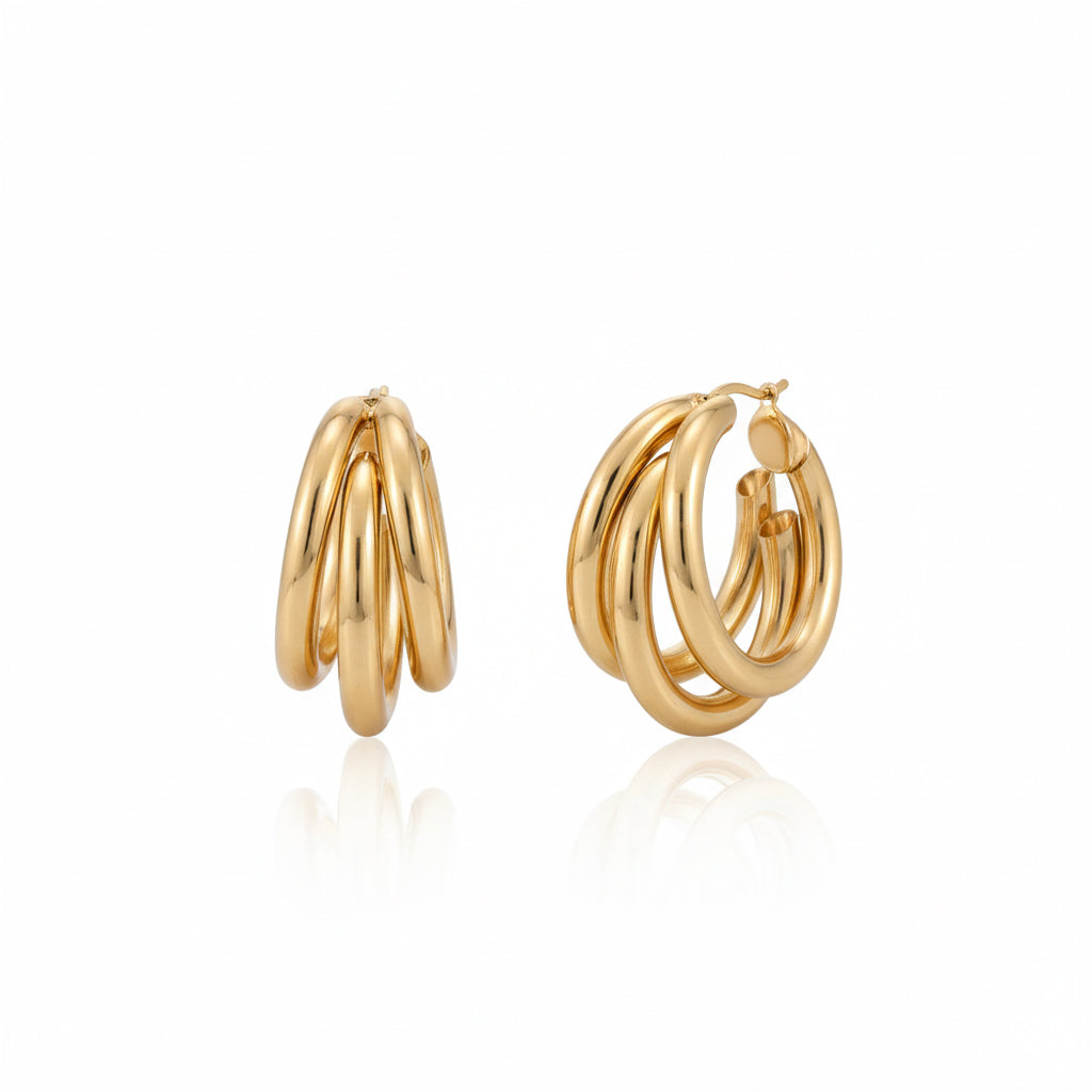 Gold Multi-Ring Hoop Earrings