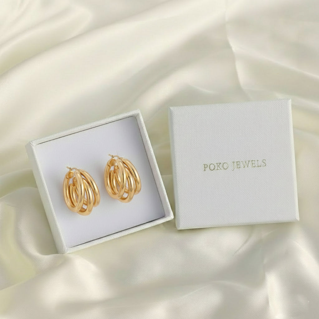 Gold Multi-Ring Hoop Earrings