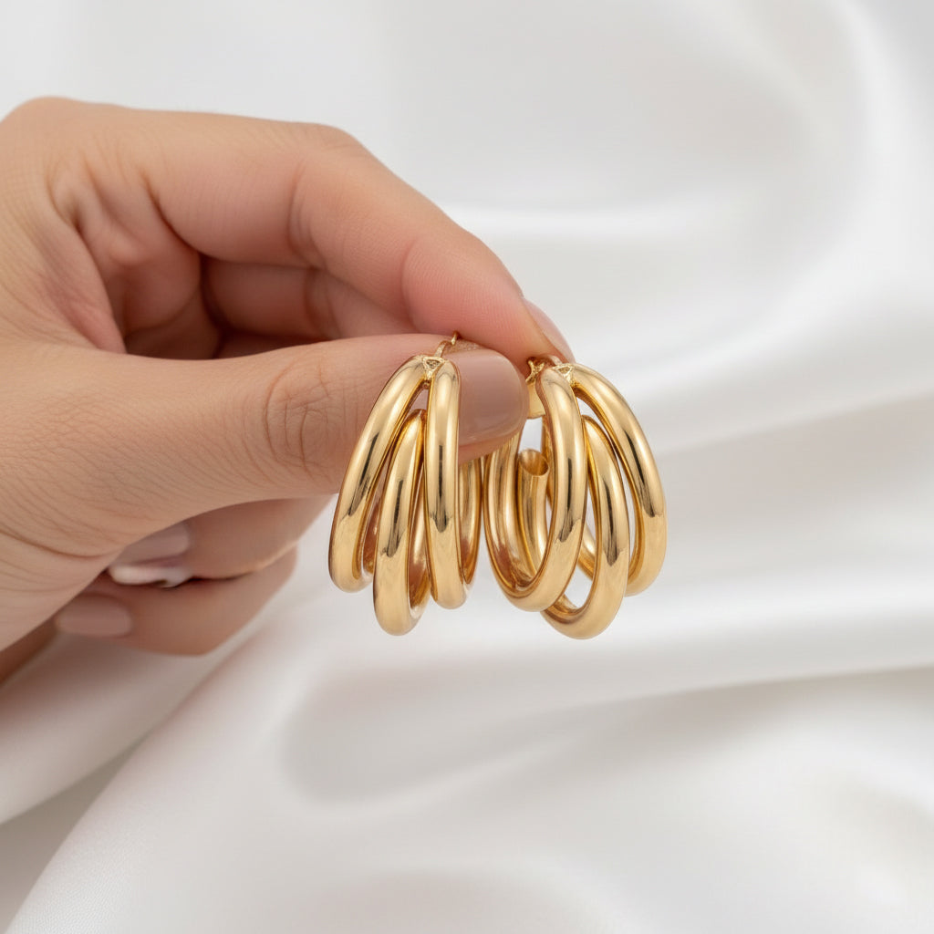Gold Multi-Ring Hoop Earrings