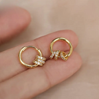 Gold CZ Ring Hoop Earrings