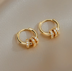 Gold CZ Ring Hoop Earrings