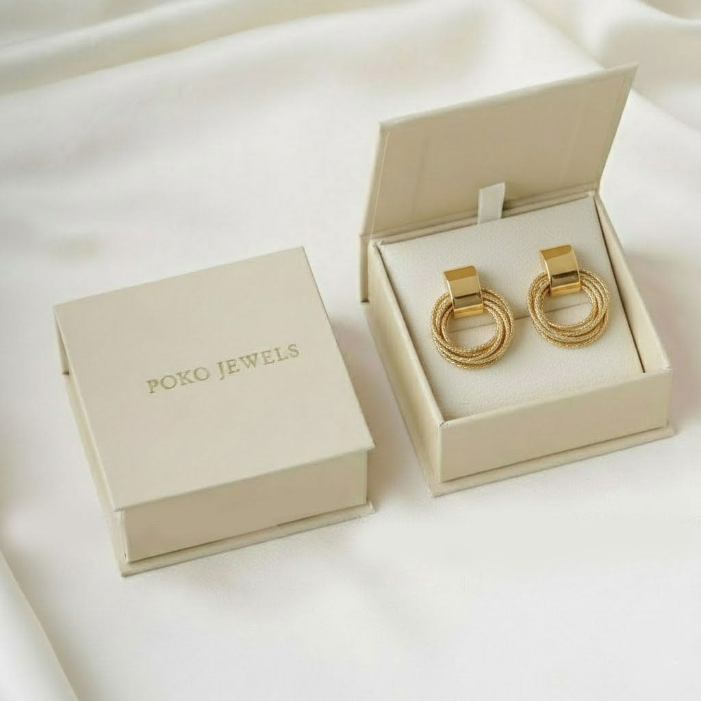 Golden Multi-layer Circular Studs Earrings