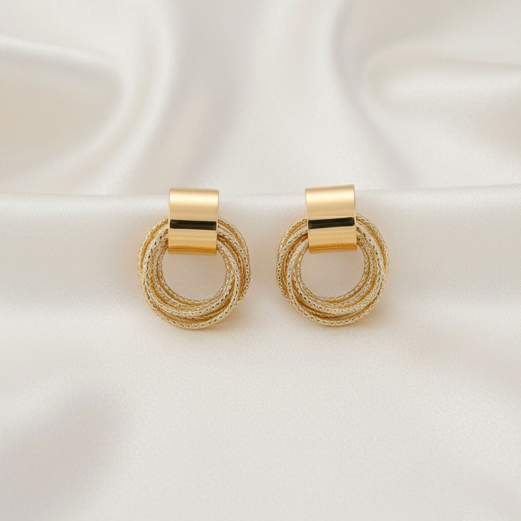 Golden Multi-layer Circular Studs Earrings