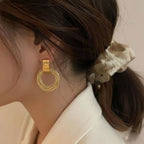 Golden Multi-layer Circular Studs Earrings