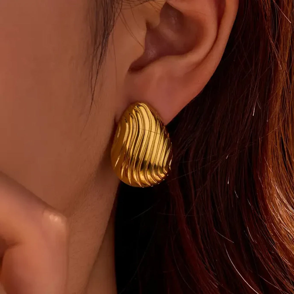 Gold Textured Dome Stud  Earrings