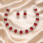 Crimson Royale American Diamond Necklace Set