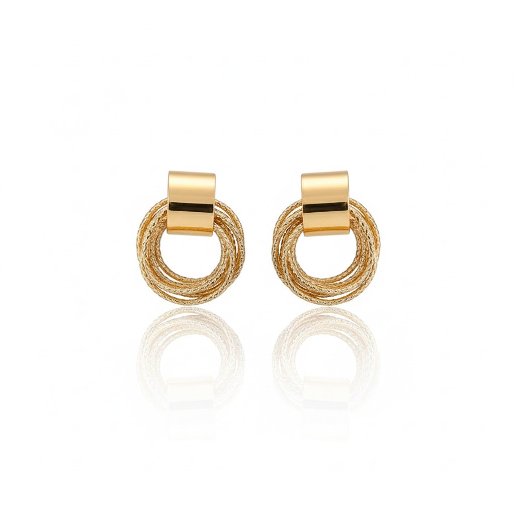 Golden Multi-layer Circular Studs Earrings