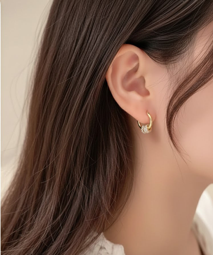 Gold CZ Ring Hoop Earrings